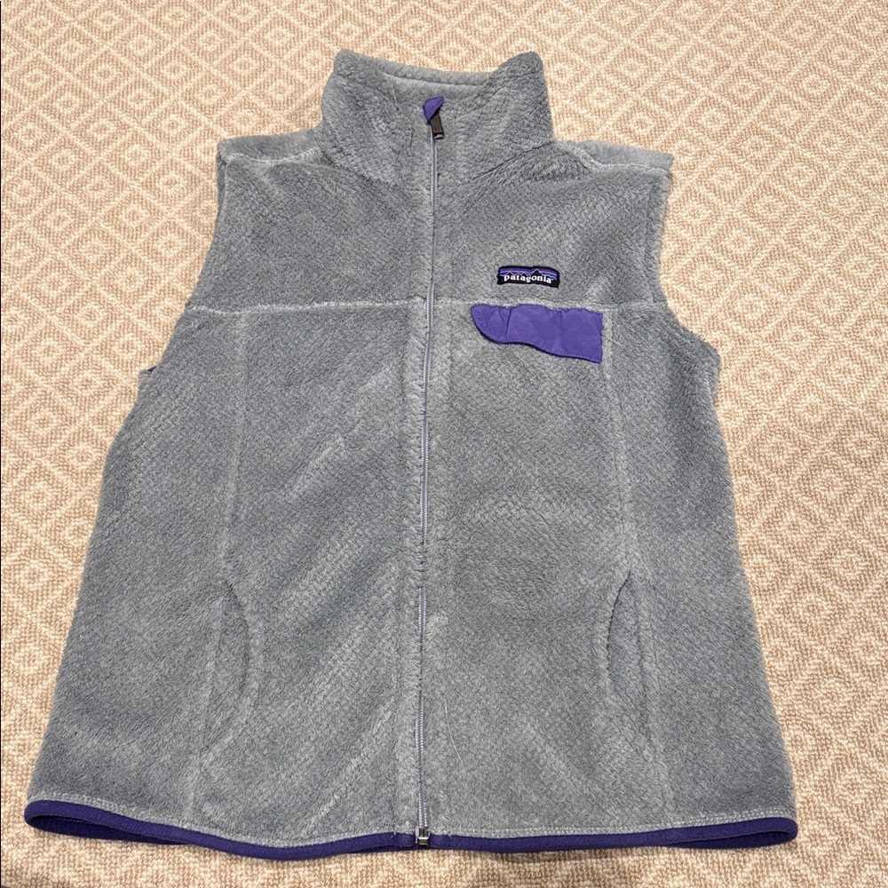 Patagonia Gray Vest with Purple Trim